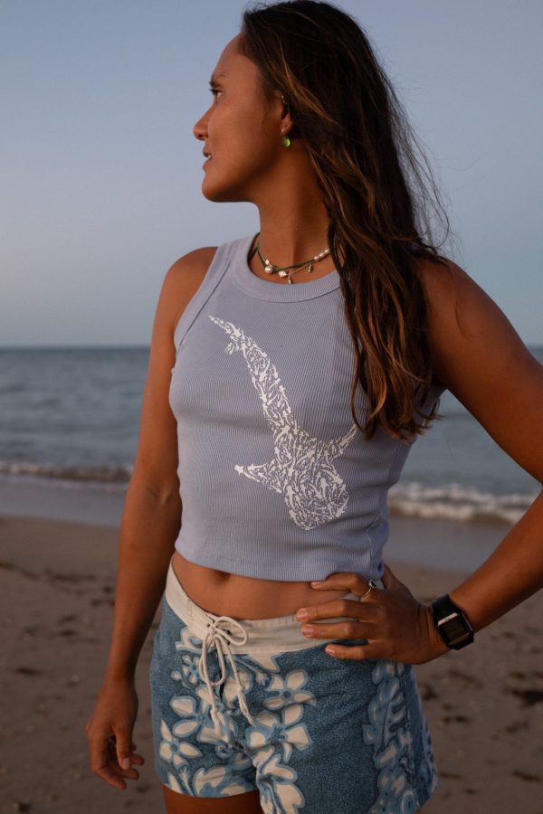 Women’s Little Shark Big Shark Organic Rib Tank Top - Image 2