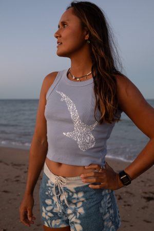 Women’s Little Shark Big Shark Organic Rib Tank Top