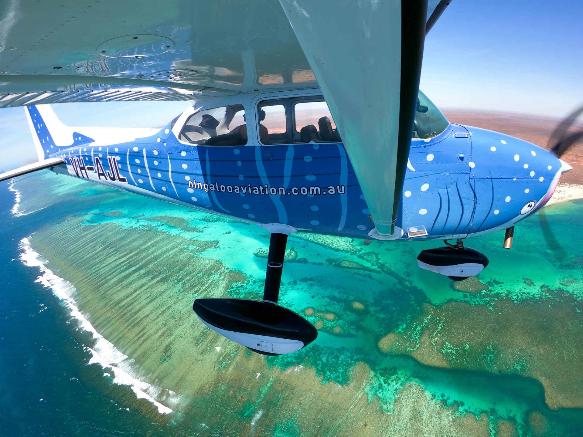 Whale Shark Tours Exmouth Service Plane above with Scenic View