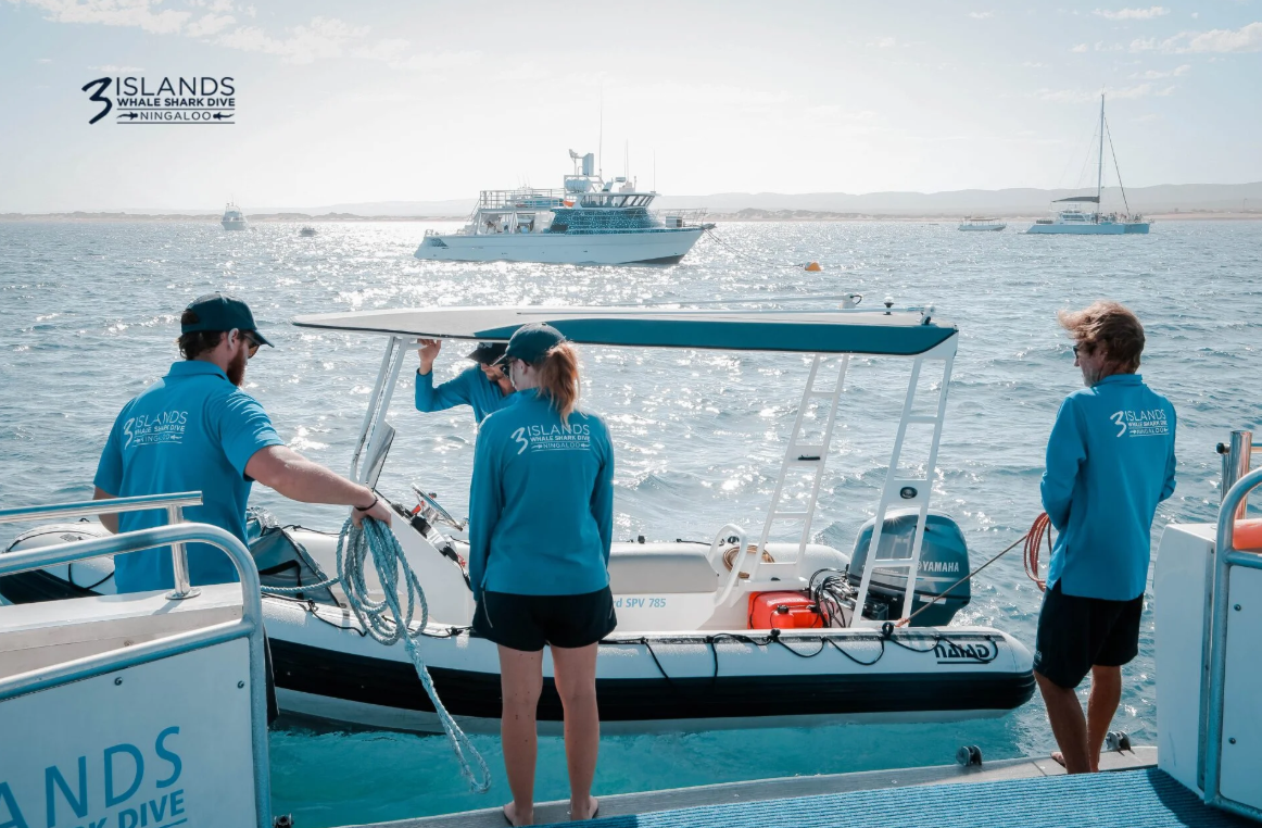 Crew preparing the private charter boat for departure from Exmouth