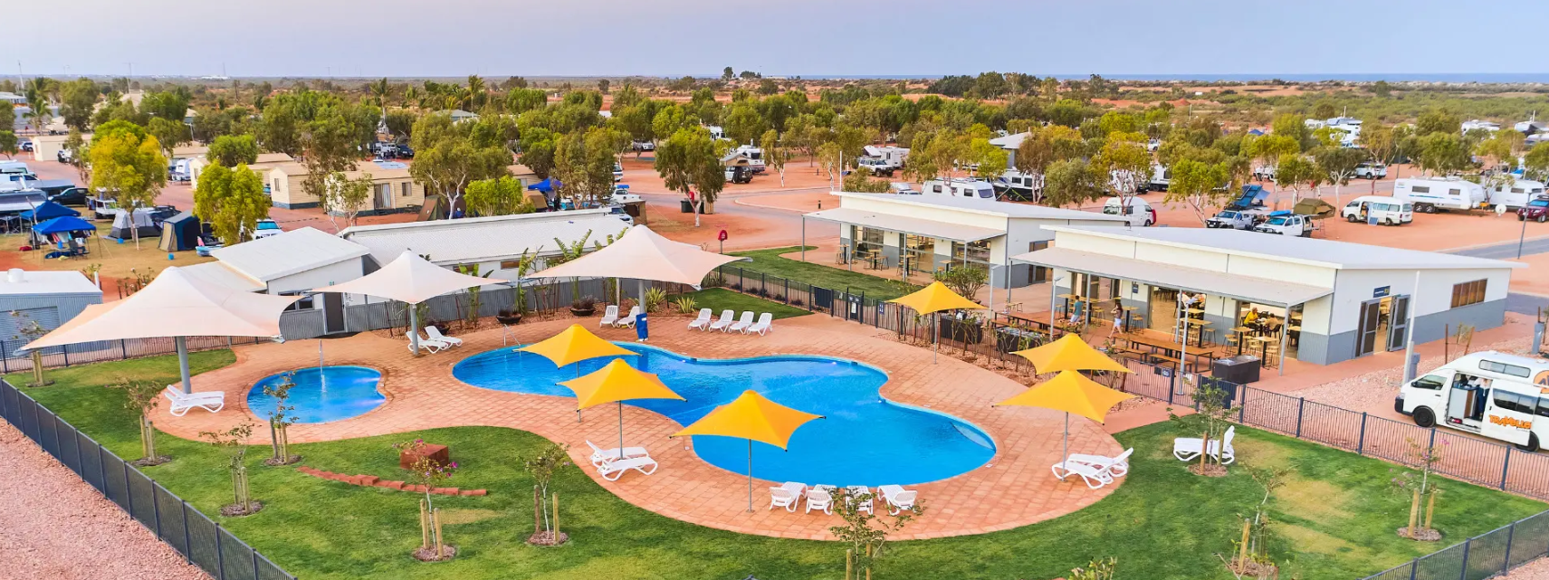 RAC Exmouth Cape Holiday Park Swimming pools and accommodation at RAC Exmouth Cape Holiday Park